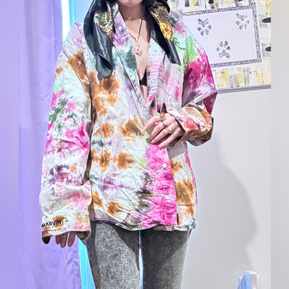 Devon & Jones Tie-Dye Button-Up Shirt